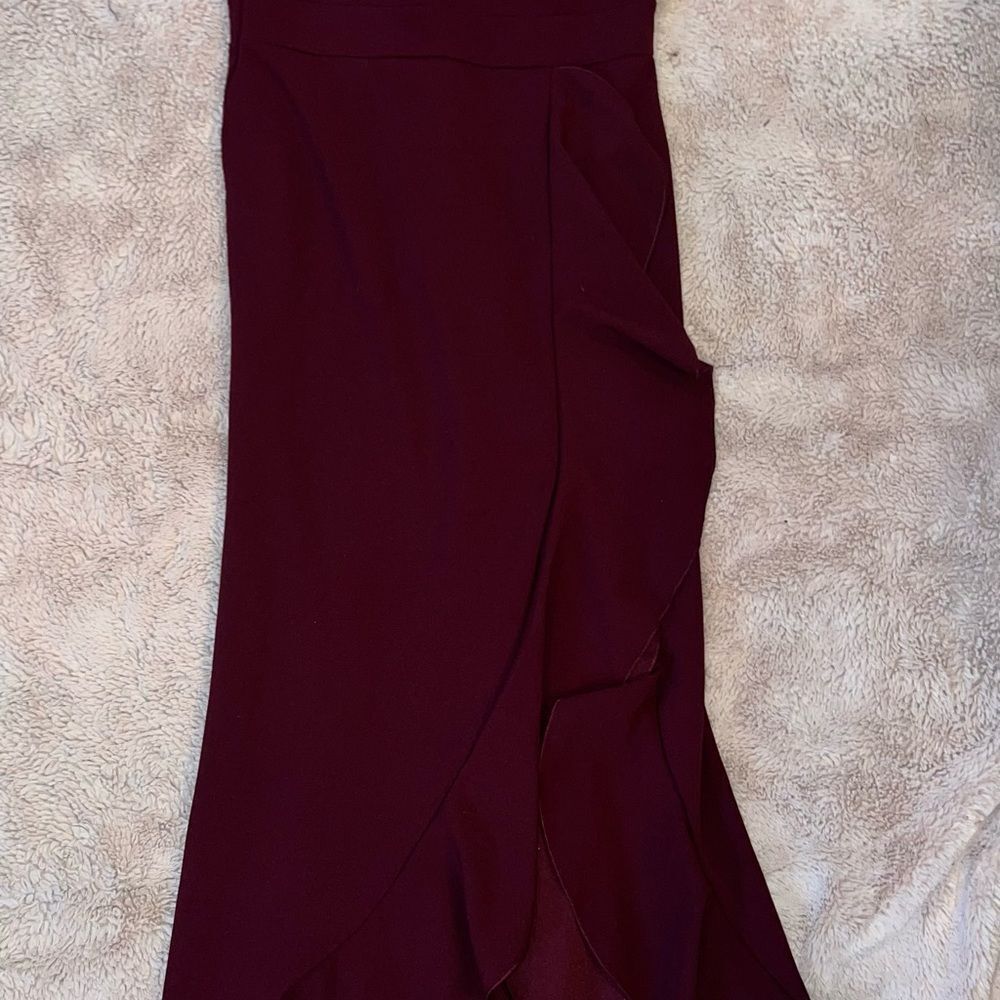 WOOSEA Sz M Wine Split Bodycon Mermaid Formal Event Prom Evening dress - Picture 5 of 13